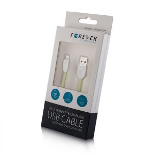 Kabel USB Forever do iPhone 5/6 silikonowy płaski zielony