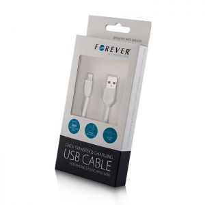 Kabel USB Forever do iPhone 5/6 silikonowy płaski biały