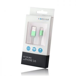 Kabel USB Forever do iPhone 5/6 świecący metalowy zielony