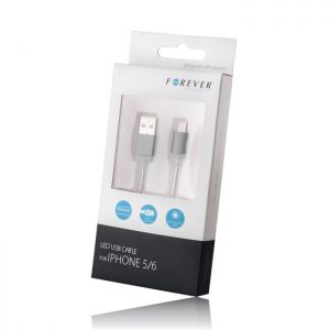 Kabel USB Forever do iPhone 5/6 świecący metalowy czarny