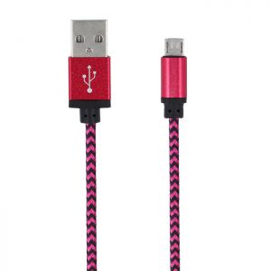 Kabel micro USB pleciony różowy